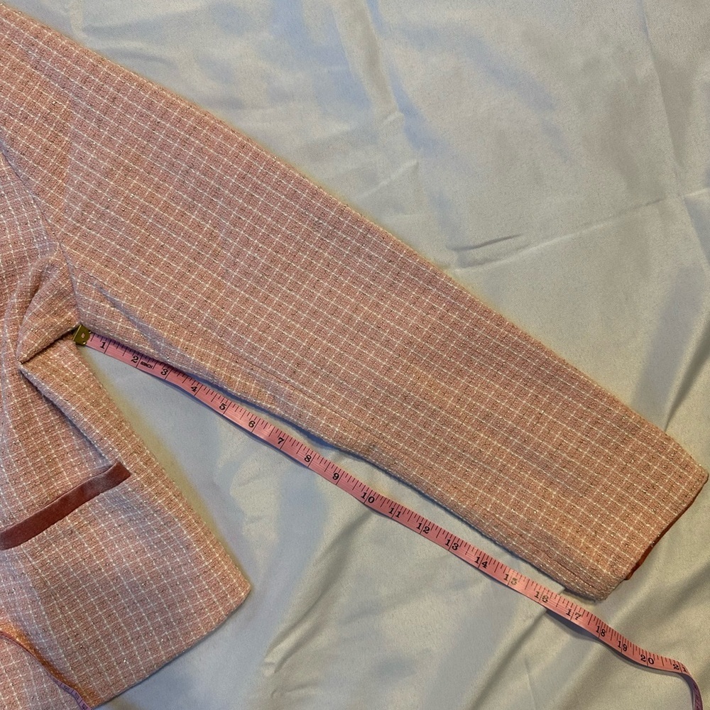 Allegra K Pink Tweed Velvet Collar Blazer Jacket – Size M - Picture 7 of 7